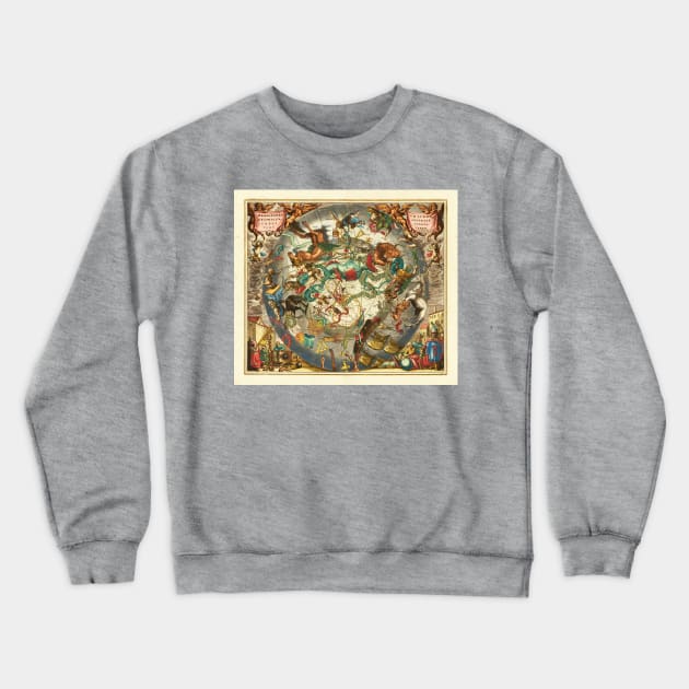 Star Chart of the Southern Sky - Andreas Cellarius Crewneck Sweatshirt by RandomGoodness